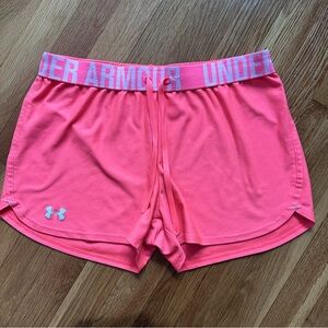 Under Armour Women's Small Bright Pink Running Shorts HeatGear Semi Fitted